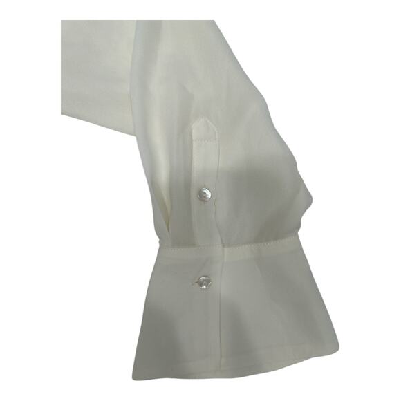 Lulus Women Poised Flair Ivory Ruched Button-up Long Sleeve Top Size XL - Picture 12 of 14